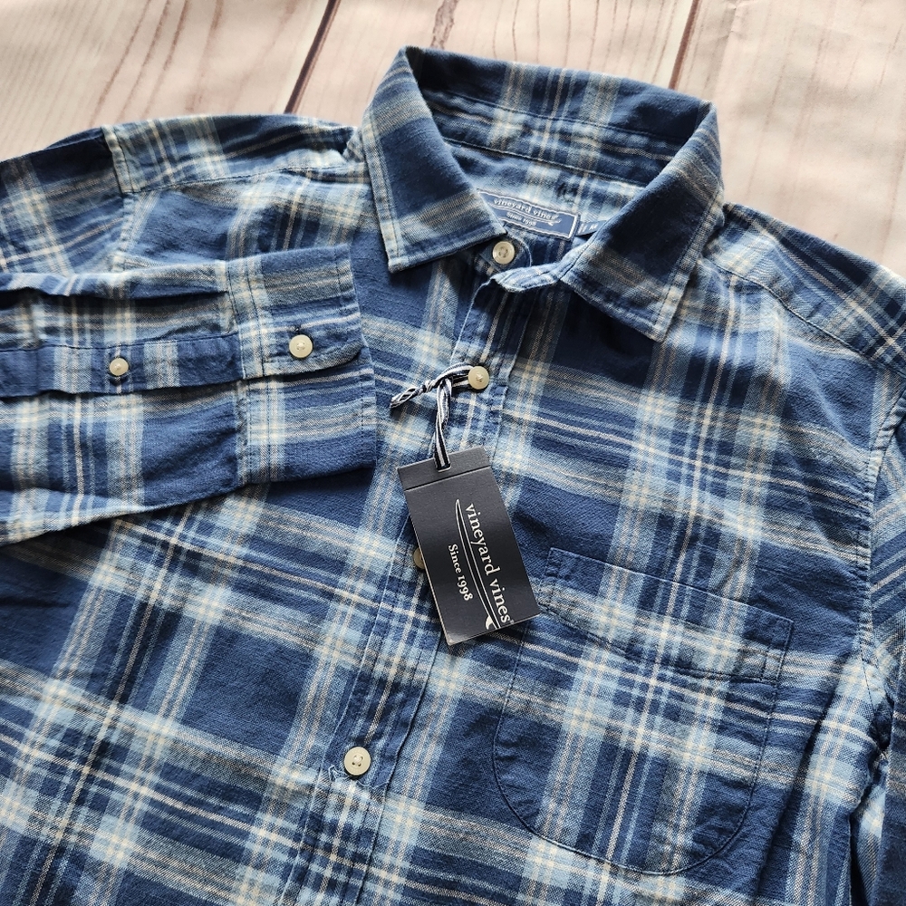NWT Vineyard Vines "Miacomet Plaid Island Slub Shirt" Classic Fit | Men's Size M - Picture 2 of 8